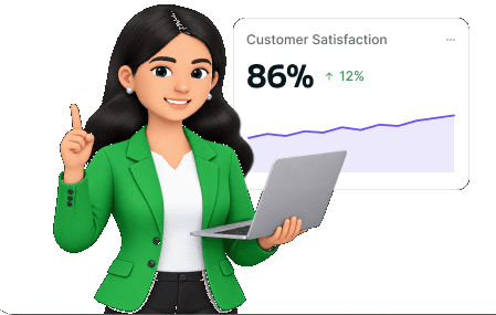 Customer satisfaction card at 86%